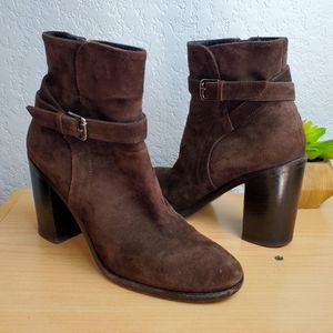 Barney's New York brown suede booties